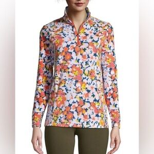Lands end floral quarter zip fleece